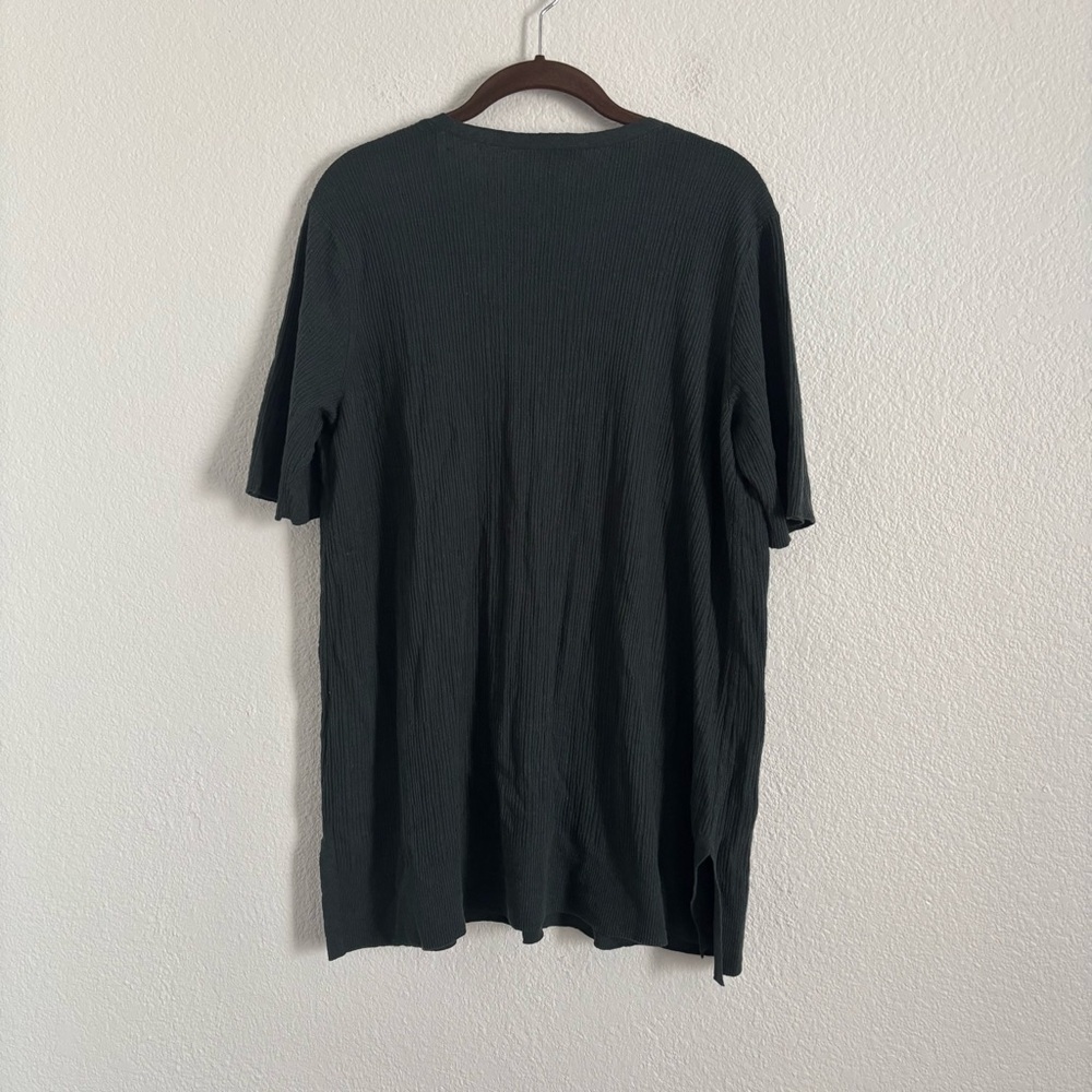 Eileen Fisher Women's Size Medium Green Linen Blend V-Neck Tunic Top - Picture 5 of 5